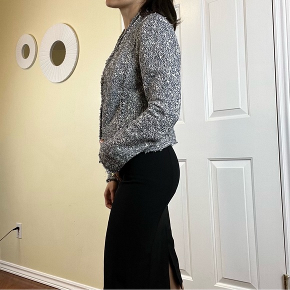 Rebecca Taylor Frayed Edge Cropped Tweed Jacket - Size 8 - Picture 3 of 16